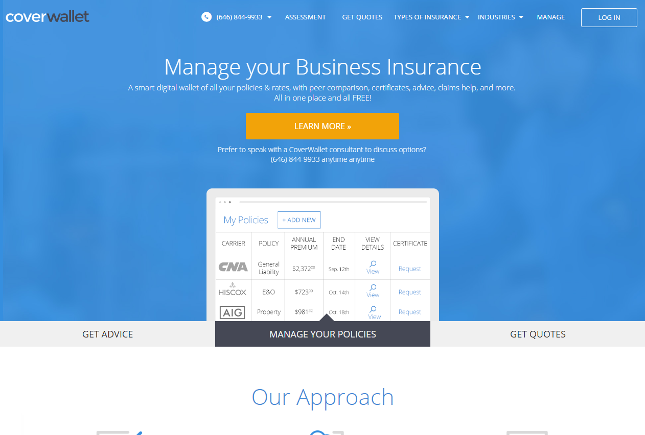 CoverWallet Insurance management for your business, all online.
