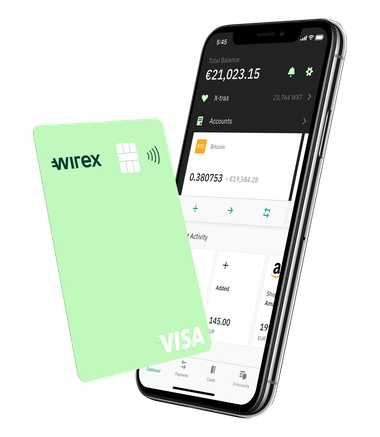 Carta wirex con smartphone app wirex crypto cambio valuta