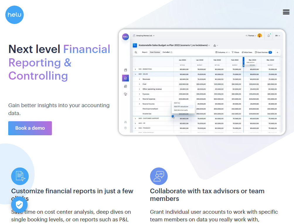 Helu.io: Next level Financial Reporting & Controlling.