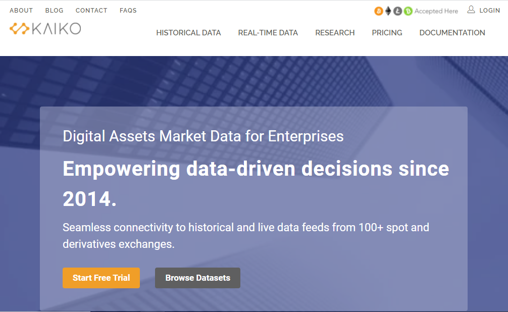 Kaiko Digital Assets Market Data for Enterprises