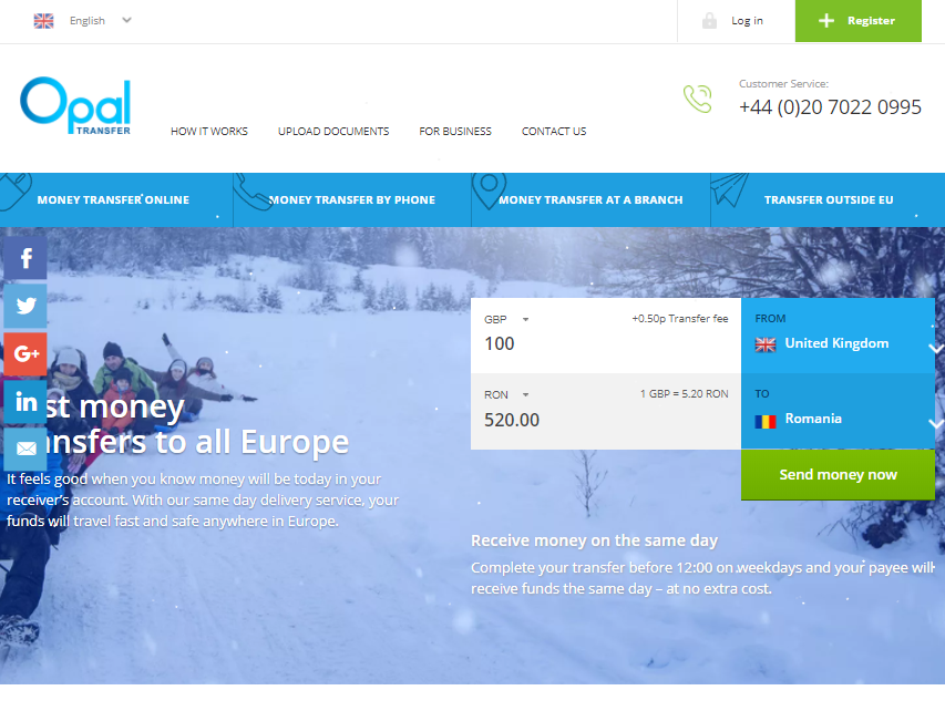 Opal Transfer Fast money transfers to all Europe