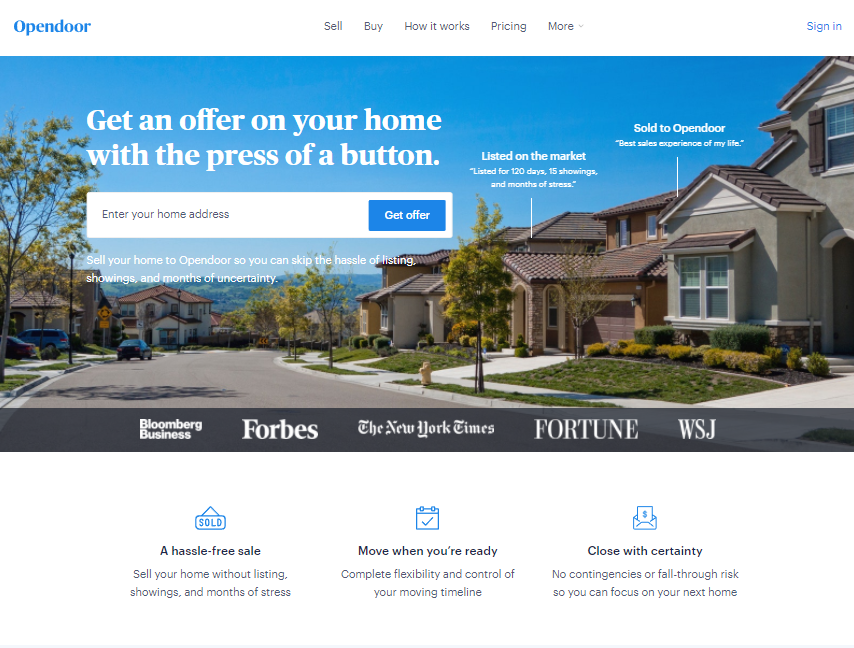 Opendoor Opendoor is an online homeselling service aimed at